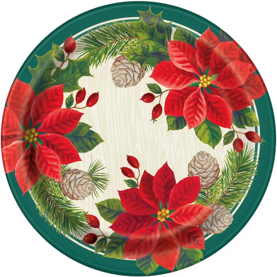 Set of 12 Plates Deck the Halls Red Christmas Party Plates Red Holiday Party Decor Christmas Paper Plates Red and Green Party Supplies